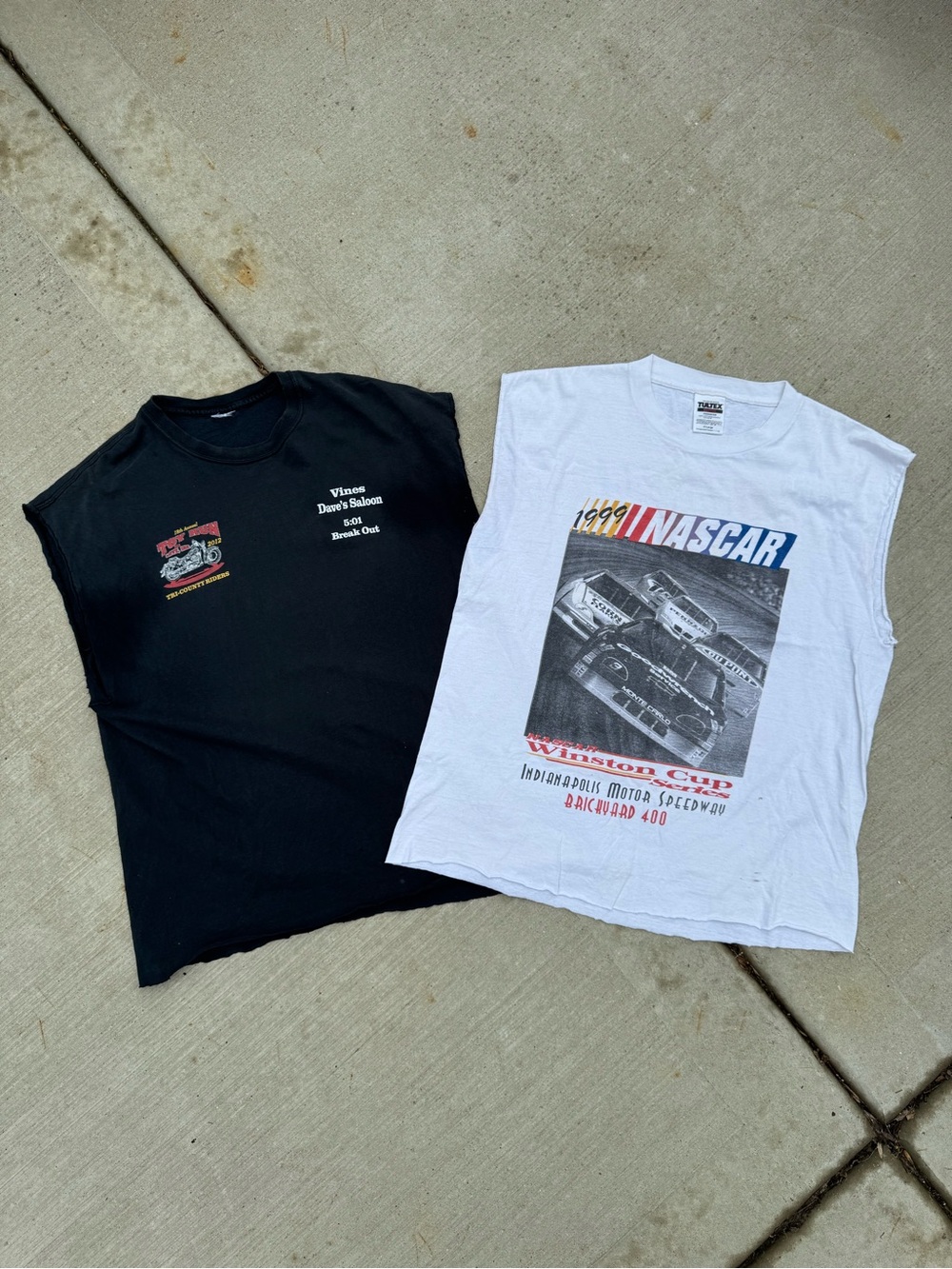2 Vintage Sleeveless XL Bundle (Faded Black Motorcycle Toy Run & 1999 NASCAR)